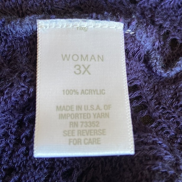 ๐ Westport 1962 Cold Shoulder Short Sleeve Pointelle Sweater Navy Blue Size 3X - Picture 8 of 11